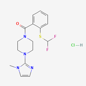 molecular formula C16H19ClF2N4OS B2423770 (2-((difluoromethyl)thio)phenyl)(4-(1-methyl-1H-imidazol-2-yl)piperazin-1-yl)methanone hydrochloride CAS No. 1189477-55-1