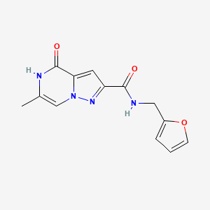 molecular formula C13H12N4O3 B2423771 N-(2-呋喃甲基)-6-甲基-4-氧代-4,5-二氢吡唑并[1,5-a]哒嗪-2-甲酰胺 CAS No. 1775524-78-1