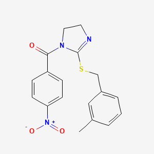 molecular formula C18H17N3O3S B2423772 [2-[(3-甲基苯基)甲基硫基]-4,5-二氢咪唑-1-基]-(4-硝基苯基)甲酮 CAS No. 851803-52-6