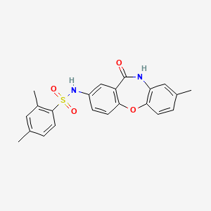 molecular formula C22H20N2O4S B2423774 2,4-dimethyl-N-(8-methyl-11-oxo-10,11-dihydrodibenzo[b,f][1,4]oxazepin-2-yl)benzenesulfonamide CAS No. 921897-84-9