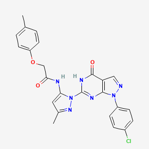 molecular formula C24H20ClN7O3 B2423796 N-(1-(1-(4-chlorophenyl)-4-oxo-4,5-dihydro-1H-pyrazolo[3,4-d]pyrimidin-6-yl)-3-methyl-1H-pyrazol-5-yl)-2-(p-tolyloxy)acetamide CAS No. 1170179-61-9