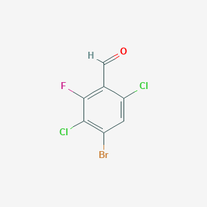 molecular formula C7H2BrCl2FO B2423798 4-Bromo-2,5-dichloro-6-fluorobenzaldehyde CAS No. 1160573-29-4