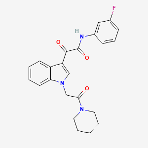 molecular formula C23H22FN3O3 B2423807 N-(3-fluorophenyl)-2-oxo-2-[1-(2-oxo-2-piperidin-1-ylethyl)indol-3-yl]acetamide CAS No. 872861-59-1