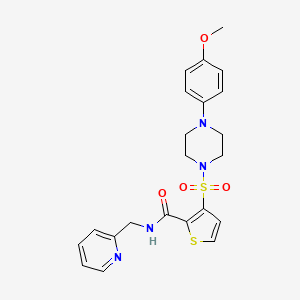 molecular formula C22H24N4O4S2 B2423809 3-((4-(4-methoxyphenyl)piperazin-1-yl)sulfonyl)-N-(pyridin-2-ylmethyl)thiophene-2-carboxamide CAS No. 1207000-05-2