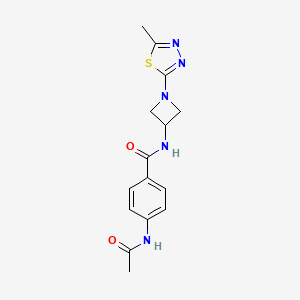 molecular formula C15H17N5O2S B2423813 4-Acetamido-N-[1-(5-methyl-1,3,4-thiadiazol-2-yl)azetidin-3-yl]benzamide CAS No. 2415584-75-5