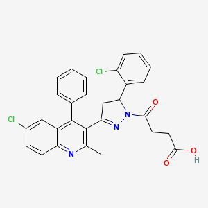 molecular formula C29H23Cl2N3O3 B2423817 4-(3-(6-氯-2-甲基-4-苯基喹啉-3-基)-5-(2-氯苯基)-4,5-二氢-1H-吡唑-1-基)-4-氧代丁酸 CAS No. 332102-12-2