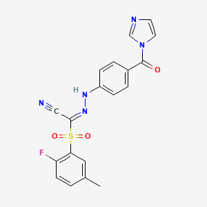 (2E)-[(2-fluoro-5-methylphenyl)sulfonyl]{[4-(1H-imidazol-1-ylcarbonyl)phenyl]hydrazono}acetonitrile