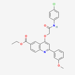 Ethyl 4-(2-((4-chlorophenyl)amino)-2-oxoethoxy)-2-(3-methoxyphenyl)quinoline-6-carboxylate
