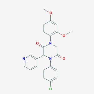 4-(4-Chlorophenyl)-1-(2,4-dimethoxyphenyl)-3-(3-pyridinyl)-2,5-piperazinedione