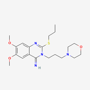 molecular formula C20H30N4O3S B2423855 6,7-dimethoxy-3-(3-morpholinopropyl)-2-(propylsulfanyl)-4(3H)-quinazolinimine CAS No. 383147-28-2