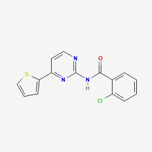 molecular formula C15H10ClN3OS B2423861 2-chloro-N-[4-(2-thienyl)-2-pyrimidinyl]benzenecarboxamide CAS No. 439112-19-3