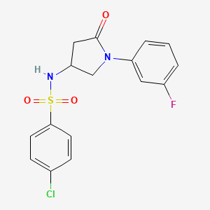 4-chloro-N-(1-(3-fluorophenyl)-5-oxopyrrolidin-3-yl)benzenesulfonamide