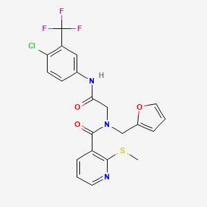 molecular formula C21H17ClF3N3O3S B2423866 N-[4-chloro-3-(trifluoromethyl)phenyl]-2-{N-[(furan-2-yl)methyl]-1-[2-(methylsulfanyl)pyridin-3-yl]formamido}acetamide CAS No. 926542-78-1