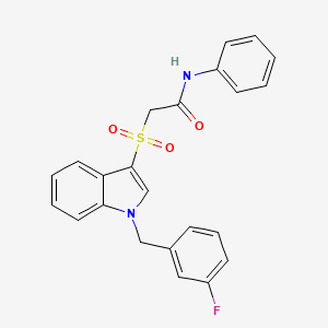 molecular formula C23H19FN2O3S B2423867 2-((1-(3-fluorobenzyl)-1H-indol-3-yl)sulfonyl)-N-phenylacetamide CAS No. 686743-89-5