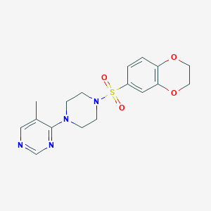 molecular formula C17H20N4O4S B2423876 4-(4-((2,3-Dihydrobenzo[b][1,4]dioxin-6-yl)sulfonyl)piperazin-1-yl)-5-methylpyrimidine CAS No. 1428349-34-1