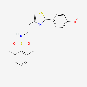molecular formula C21H24N2O3S2 B2423885 N-(2-(2-(4-methoxyphenyl)thiazol-4-yl)ethyl)-2,4,6-trimethylbenzenesulfonamide CAS No. 863512-18-9