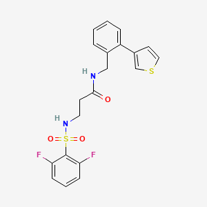 molecular formula C20H18F2N2O3S2 B2423889 3-(2,6-二氟苯磺酰氨基)-N-(2-(噻吩-3-基)苄基)丙酰胺 CAS No. 1798040-61-5