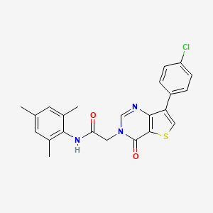 molecular formula C23H20ClN3O2S B2423891 2-(7-(4-chlorophenyl)-4-oxothieno[3,2-d]pyrimidin-3(4H)-yl)-N-mesitylacetamide CAS No. 1105249-97-5