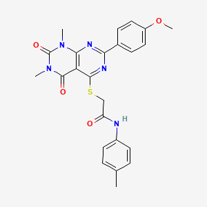 molecular formula C24H23N5O4S B2423894 2-((2-(4-methoxyphenyl)-6,8-dimethyl-5,7-dioxo-5,6,7,8-tetrahydropyrimido[4,5-d]pyrimidin-4-yl)thio)-N-(p-tolyl)acetamide CAS No. 852171-66-5