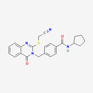 molecular formula C23H22N4O2S B2423899 4-((2-((cyanomethyl)thio)-4-oxoquinazolin-3(4H)-yl)methyl)-N-cyclopentylbenzamide CAS No. 941939-97-5