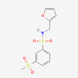 molecular formula C12H13NO5S2 B2423900 N-(furan-2-ylmethyl)-3-(methylsulfonyl)benzenesulfonamide CAS No. 897831-02-6