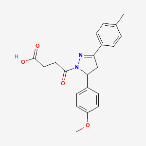 molecular formula C21H22N2O4 B2423904 4-(5-(4-methoxyphenyl)-3-(p-tolyl)-4,5-dihydro-1H-pyrazol-1-yl)-4-oxobutanoic acid CAS No. 362490-57-1
