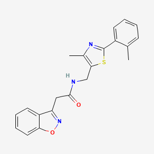 molecular formula C21H19N3O2S B2423905 2-(benzo[d]isoxazol-3-yl)-N-((4-methyl-2-(o-tolyl)thiazol-5-yl)methyl)acetamide CAS No. 1448125-79-8