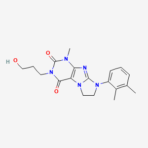 molecular formula C19H23N5O3 B2423909 8-(2,3-Dimethylphenyl)-3-(3-hydroxypropyl)-1-methyl-1,3,5-trihydroimidazolidin o[1,2-h]purine-2,4-dione CAS No. 915928-45-9