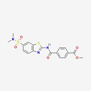 molecular formula C18H17N3O5S2 B2423915 4-[{6-[(二甲氨基)磺酰基]-1,3-苯并噻唑-2-基}氨基羰基]苯甲酸甲酯 CAS No. 923678-30-2
