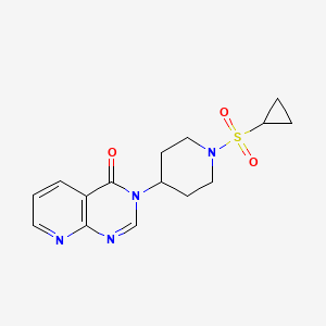 molecular formula C15H18N4O3S B2423917 3-(1-(cyclopropylsulfonyl)piperidin-4-yl)pyrido[2,3-d]pyrimidin-4(3H)-one CAS No. 2034519-75-8