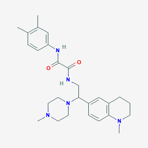 molecular formula C27H37N5O2 B2423918 N1-(3,4-dimethylphenyl)-N2-(2-(1-methyl-1,2,3,4-tetrahydroquinolin-6-yl)-2-(4-methylpiperazin-1-yl)ethyl)oxalamide CAS No. 922091-83-6