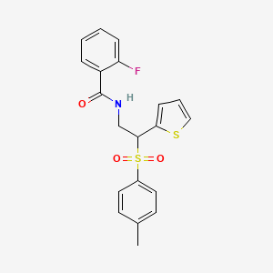 2-fluoro-N-(2-(thiophen-2-yl)-2-tosylethyl)benzamide