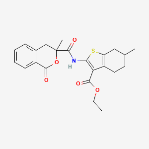 ethyl 6-methyl-2-(3-methyl-1-oxo-3,4-dihydro-1H-2-benzopyran-3-amido)-4,5,6,7-tetrahydro-1-benzothiophene-3-carboxylate