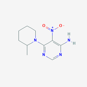 molecular formula C10H15N5O2 B2423940 6-(2-甲基-1-哌啶基)-5-硝基-4-嘧啶胺 CAS No. 450345-72-9