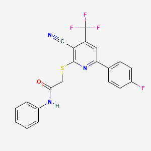 2-((3-cyano-6-(4-fluorophenyl)-4-(trifluoromethyl)pyridin-2-yl)thio)-N-phenylacetamide