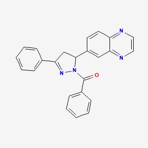 molecular formula C24H18N4O B2423946 6-(1-benzoyl-3-phenyl-4,5-dihydro-1H-pyrazol-5-yl)quinoxaline CAS No. 672275-43-3