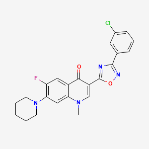 molecular formula C23H20ClFN4O2 B2423970 3-[3-(3-chlorophenyl)-1,2,4-oxadiazol-5-yl]-6-fluoro-1-methyl-7-piperidin-1-ylquinolin-4(1H)-one CAS No. 1111025-65-0