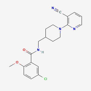 molecular formula C20H21ClN4O2 B2423974 5-Chloro-N-[[1-(3-cyanopyridin-2-yl)piperidin-4-yl]methyl]-2-methoxybenzamide CAS No. 1797591-96-8