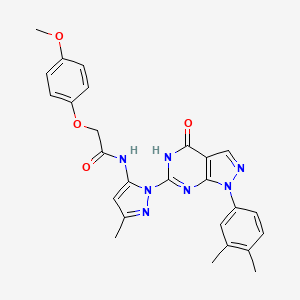 N-(1-(1-(3,4-dimethylphenyl)-4-oxo-4,5-dihydro-1H-pyrazolo[3,4-d]pyrimidin-6-yl)-3-methyl-1H-pyrazol-5-yl)-2-(4-methoxyphenoxy)acetamide