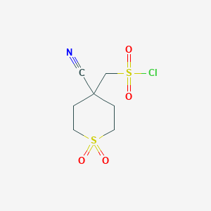 molecular formula C7H10ClNO4S2 B2423991 (4-Cyano-1,1-dioxothian-4-yl)methanesulfonyl chloride CAS No. 2305256-06-6