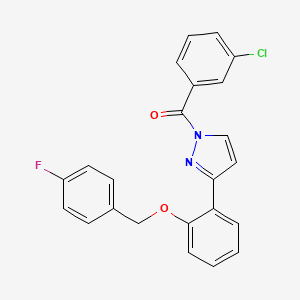 (3-Chlorophenyl)-[3-[2-[(4-fluorophenyl)methoxy]phenyl]pyrazol-1-yl]methanone