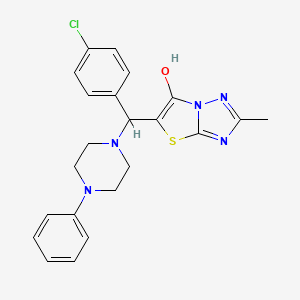 molecular formula C22H22ClN5OS B2424002 5-((4-Chlorophenyl)(4-phenylpiperazin-1-yl)methyl)-2-methylthiazolo[3,2-b][1,2,4]triazol-6-ol CAS No. 851809-49-9