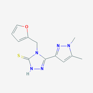 molecular formula C12H13N5OS B2424005 5-(1,5-dimethyl-1H-pyrazol-3-yl)-4-(2-furylmethyl)-4H-1,2,4-triazole-3-thiol CAS No. 512811-73-3