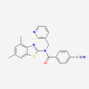molecular formula C23H18N4OS B2424013 4-cyano-N-(4,6-dimethylbenzo[d]thiazol-2-yl)-N-(pyridin-3-ylmethyl)benzamide CAS No. 895419-89-3