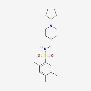 molecular formula C20H32N2O2S B2424023 N-((1-cyclopentylpiperidin-4-yl)methyl)-2,4,5-trimethylbenzenesulfonamide CAS No. 953209-36-4