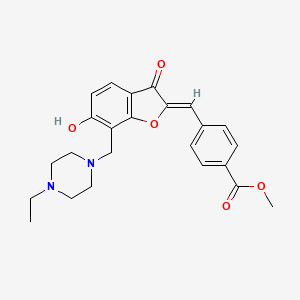 molecular formula C24H26N2O5 B2424024 (Z)-methyl 4-((7-((4-ethylpiperazin-1-yl)methyl)-6-hydroxy-3-oxobenzofuran-2(3H)-ylidene)methyl)benzoate CAS No. 869078-67-1