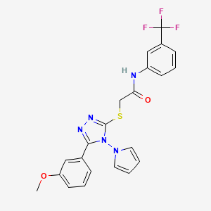 molecular formula C22H18F3N5O2S B2424042 2-{[5-(3-methoxyphenyl)-4-(1H-pyrrol-1-yl)-4H-1,2,4-triazol-3-yl]sulfanyl}-N-[3-(trifluoromethyl)phenyl]acetamide CAS No. 896319-72-5