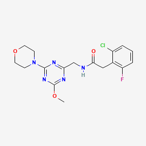 molecular formula C17H19ClFN5O3 B2424054 2-(2-chloro-6-fluorophenyl)-N-((4-methoxy-6-morpholino-1,3,5-triazin-2-yl)methyl)acetamide CAS No. 2034412-62-7