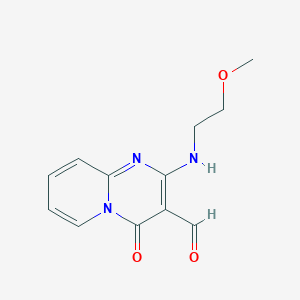 molecular formula C12H13N3O3 B2424059 2-((2-甲氧基乙基)氨基)-4-氧代-4H-吡啶并[1,2-a]嘧啶-3-甲醛 CAS No. 1081123-24-1
