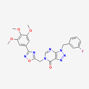 molecular formula C23H20FN7O5 B2424068 3-(3-fluorobenzyl)-6-((3-(3,4,5-trimethoxyphenyl)-1,2,4-oxadiazol-5-yl)methyl)-3H-[1,2,3]triazolo[4,5-d]pyrimidin-7(6H)-one CAS No. 1207031-72-8